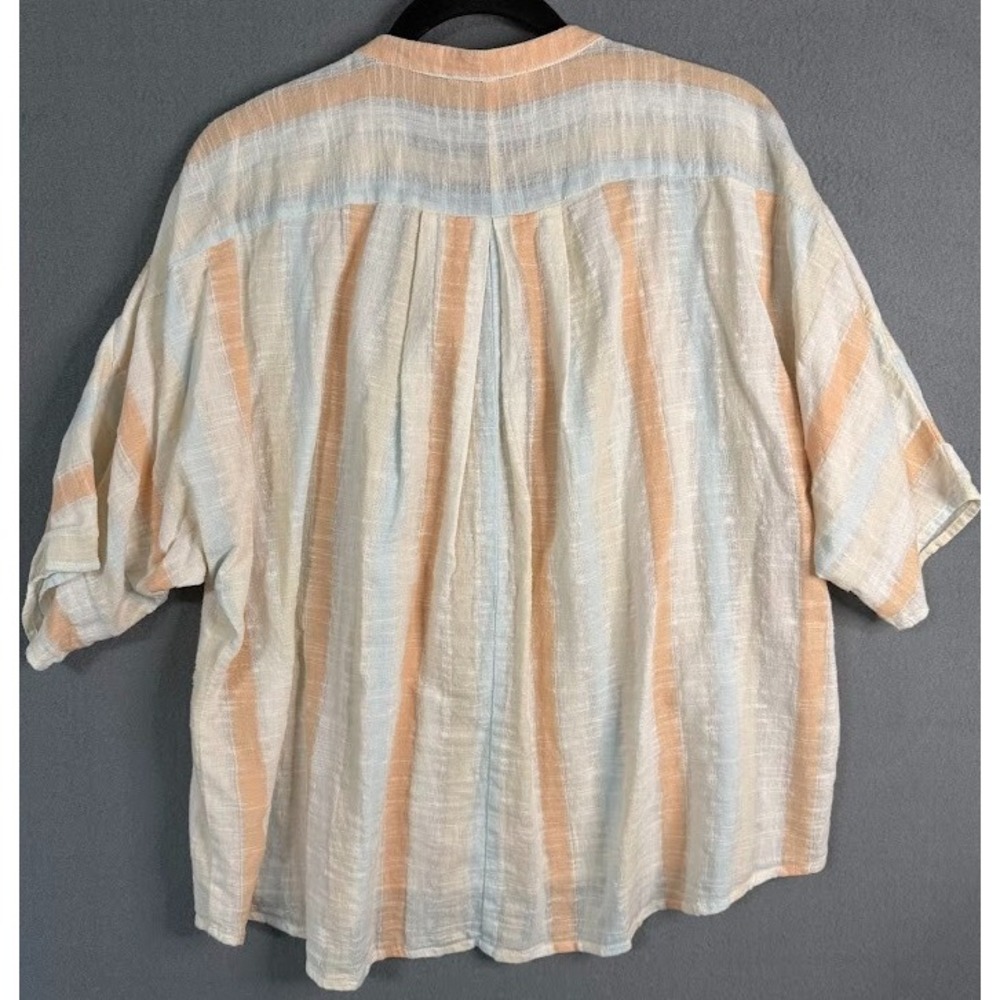 Love‎ Stitch Blouse Women Medium Large Multicolor Striped Crew Neck Lightweight - Picture 2 of 15